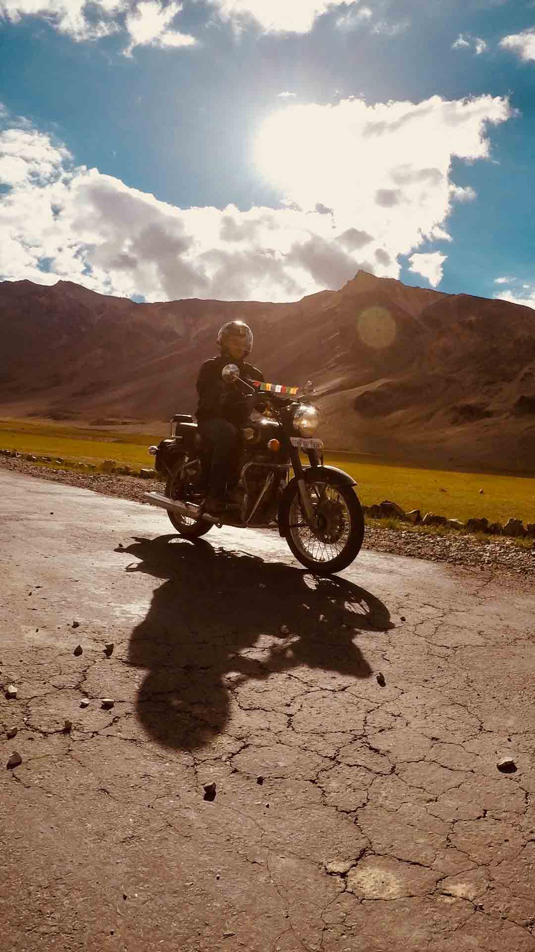 A bike on the most thrilling bike riding tours of the world I Fully guided Himalayan Tour to Leh and Ladakh on Royal Enfield