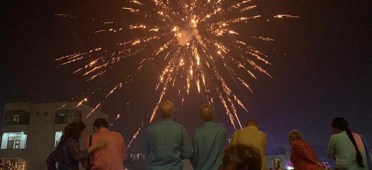 photo of Diwali fireworks on a motorcycle trip to Jaipur, Rajasthan I Bursting of crackers on Diwali in India I Bikers Diwali
