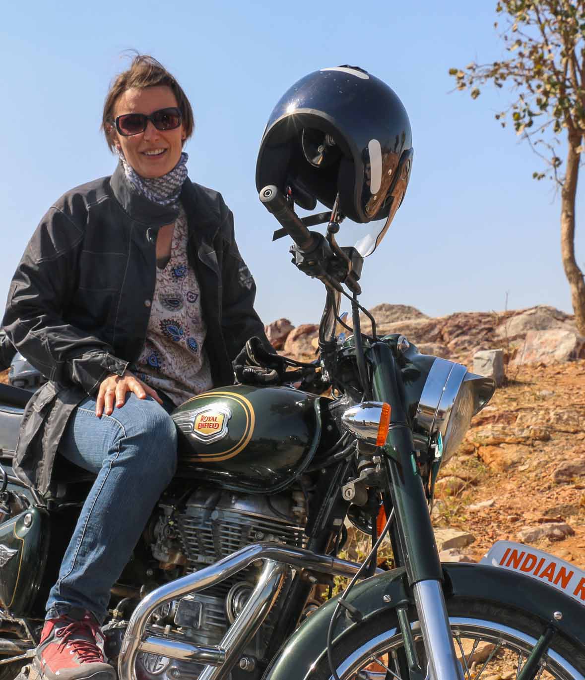 Photo of a lady on a Royal Enfield on a Bike Trip To India I Motorcycle Tour to India, Rajasthan I A lady riding Motorcycle