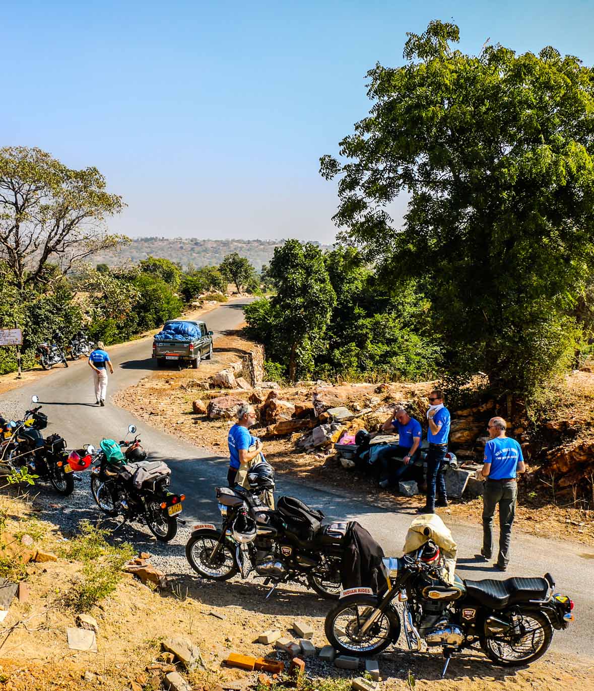 Photo of Bikes on Aravalli Hills I Group of bikers having a break time while their journey to Rajasthan on a Motorcycle